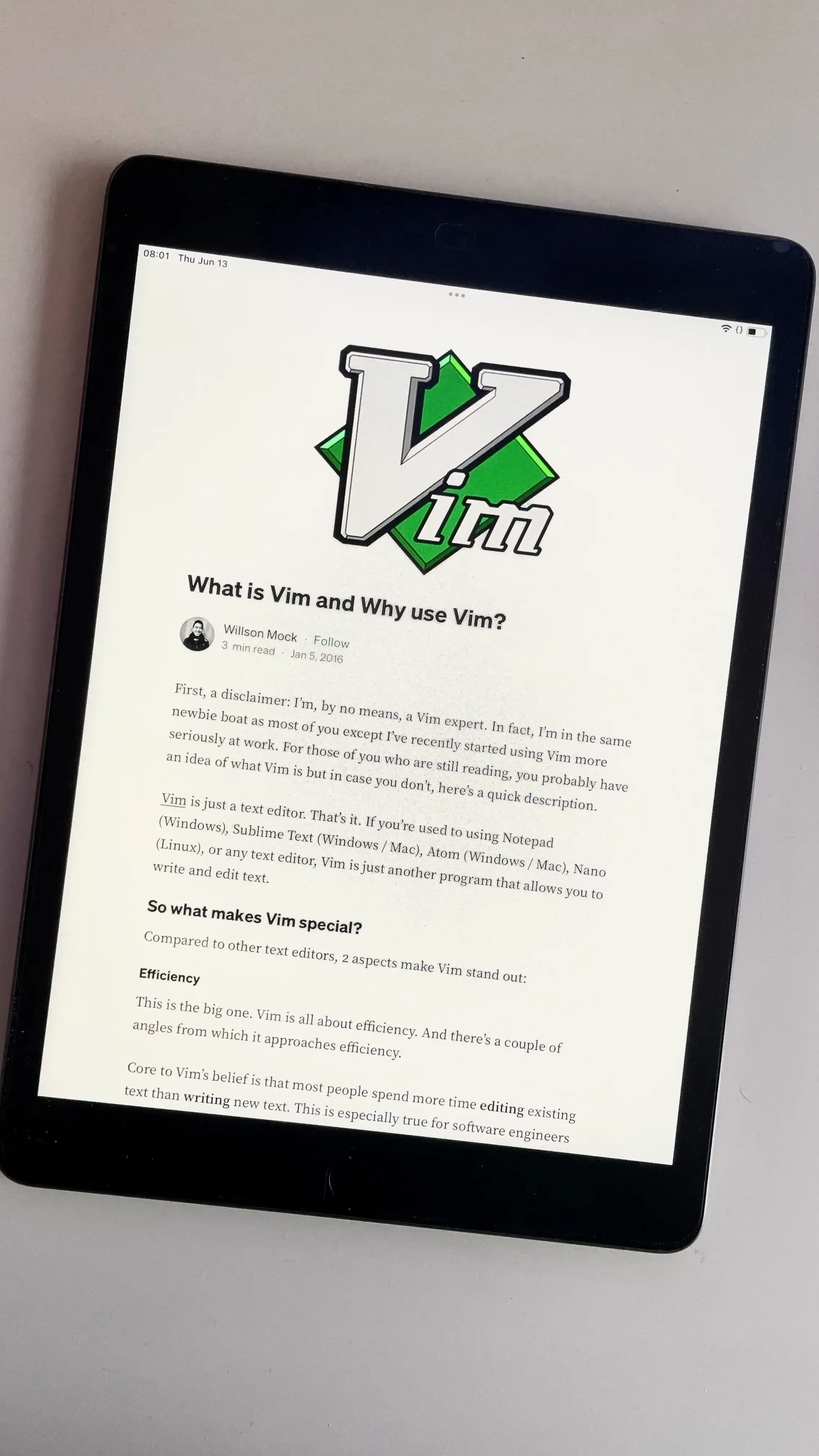Vim article